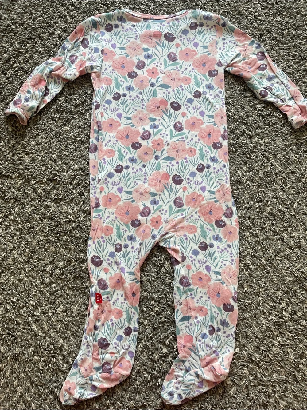 Magnetic Me Floral Print Footed Pajama - Size 6-9 months
